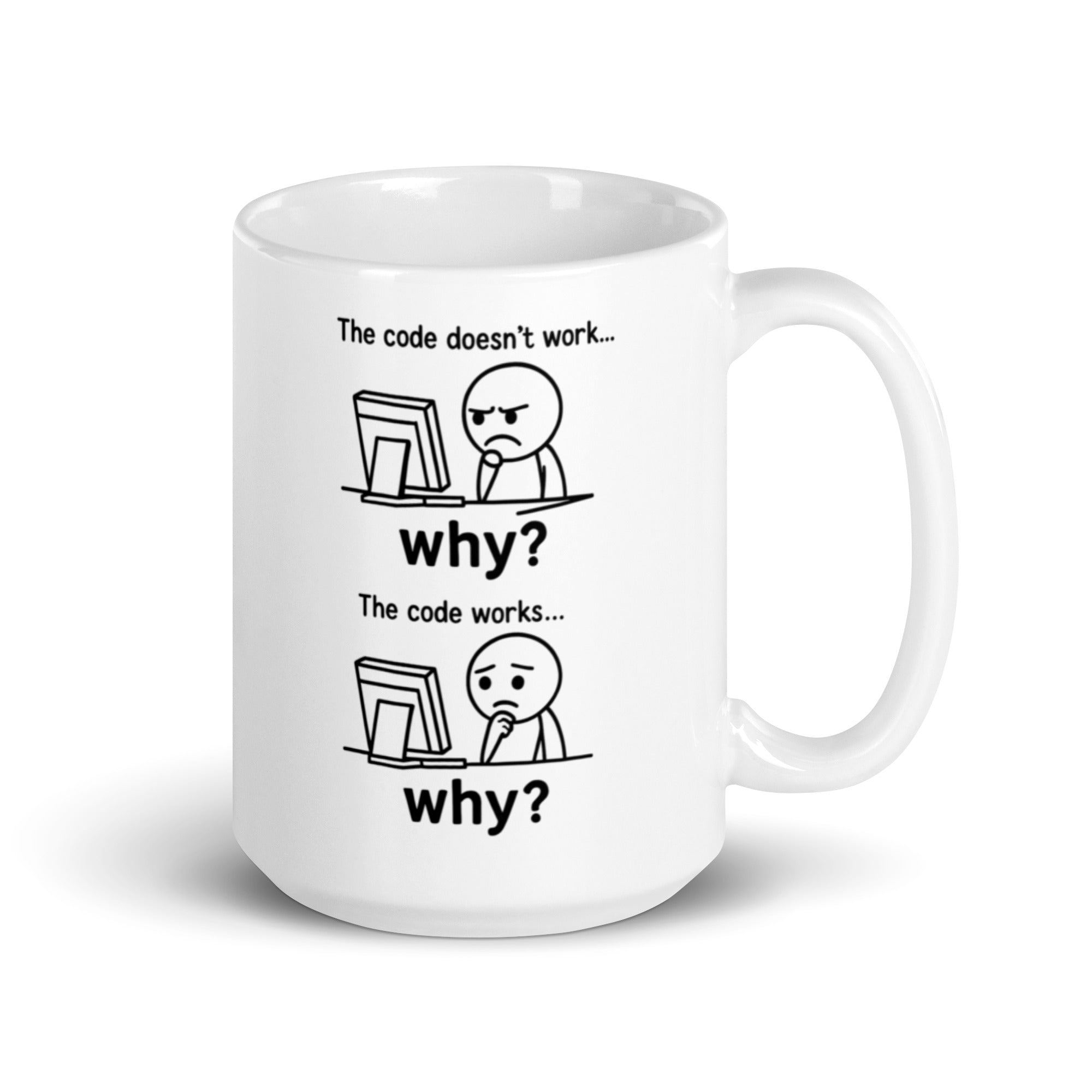 Tazza in Ceramica Stampata – Adatta a Microonde e Lavastoviglie – Idea Regalo - Design Why code dosent work... Why Code works-Biiply