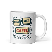 Tazza in ceramica resistente stampata a colori adatta a microonde e lavastoviglie - Ctrl + Alt + Caffè-Biiply