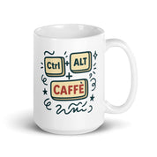 Tazza in ceramica resistente stampata a colori adatta a microonde e lavastoviglie - Ctrl + Alt + Caffè-Biiply