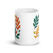 Tazza in ceramica resistente stampata a colori adatta a microonde e lavastoviglie - Foglie