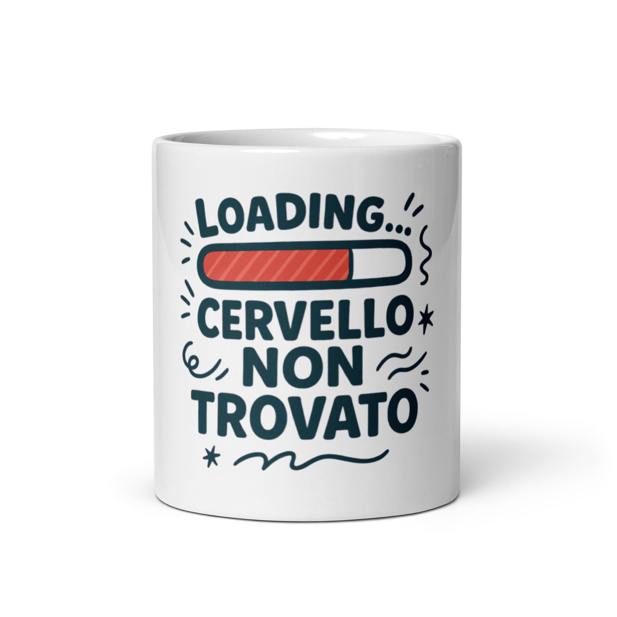 Tazza in ceramica resistente stampata a colori adatta a microonde e lavastoviglie - Loading Cervello Non Trovato