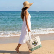 Borsa Mare in Cotone Resistente 280 g/m² 50×34×17,5 cm – Manici Lunghi Rinforzati 50 cm – Design Ricamato Pollon Direzione Lourdes