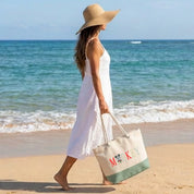 Bolsa de Playa de Algodón Resistente 280 g/m² – Asas Largas Reforzadas 50 cm – Diseño Bordado con Texto de Mickey
