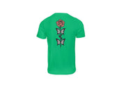 T-Shirt Unisex Ricamata sulla schiena 100% Cotone – Confortevole – Design rosa con foglie a farfalle