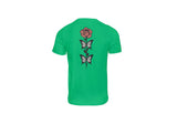 T-Shirt Unisex Ricamata sulla schiena 100% Cotone – Confortevole – Design rosa con foglie a farfalle