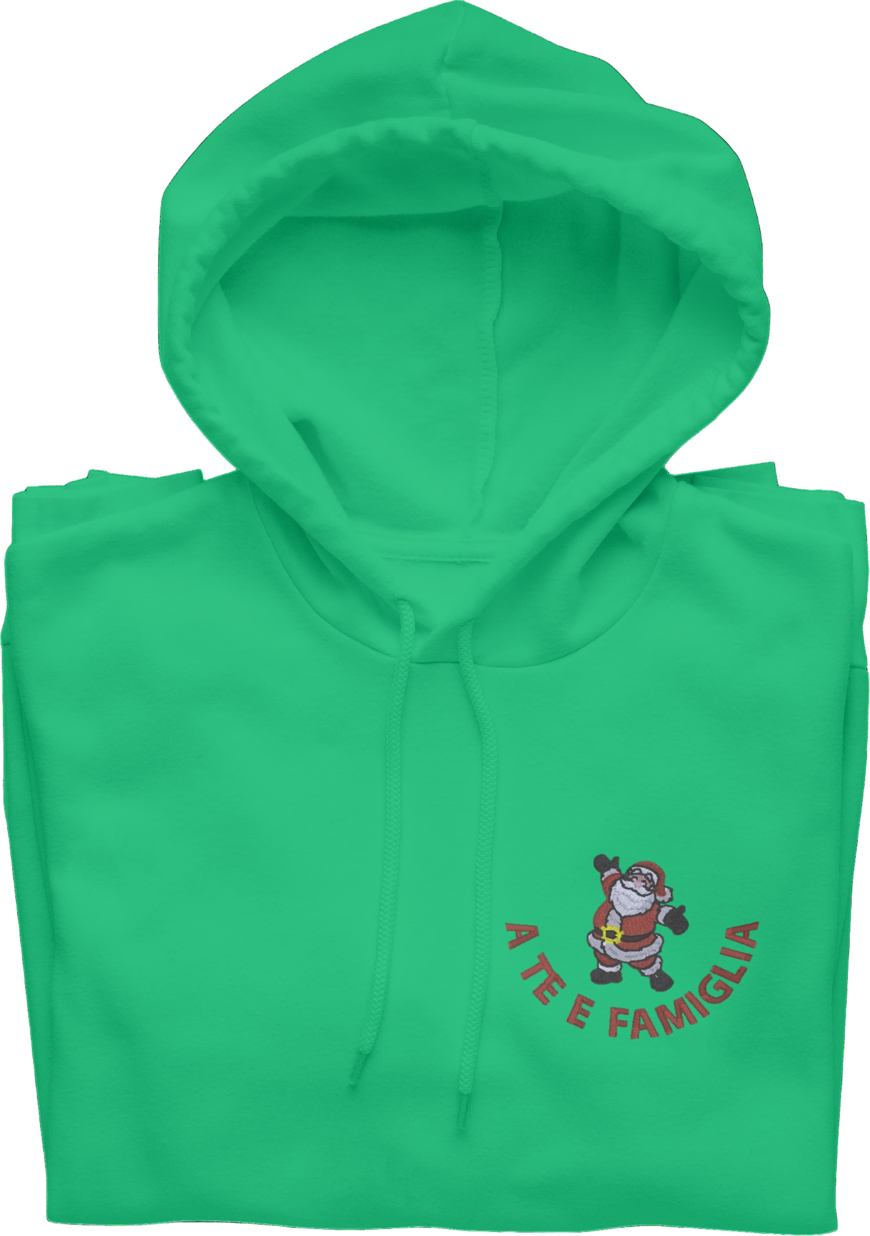 Felpa Ricamata Unisex – Morbida con Cappuccio e Tasca Frontale – Stile Streetwear – Happy Babbo Natale A te e famiglia