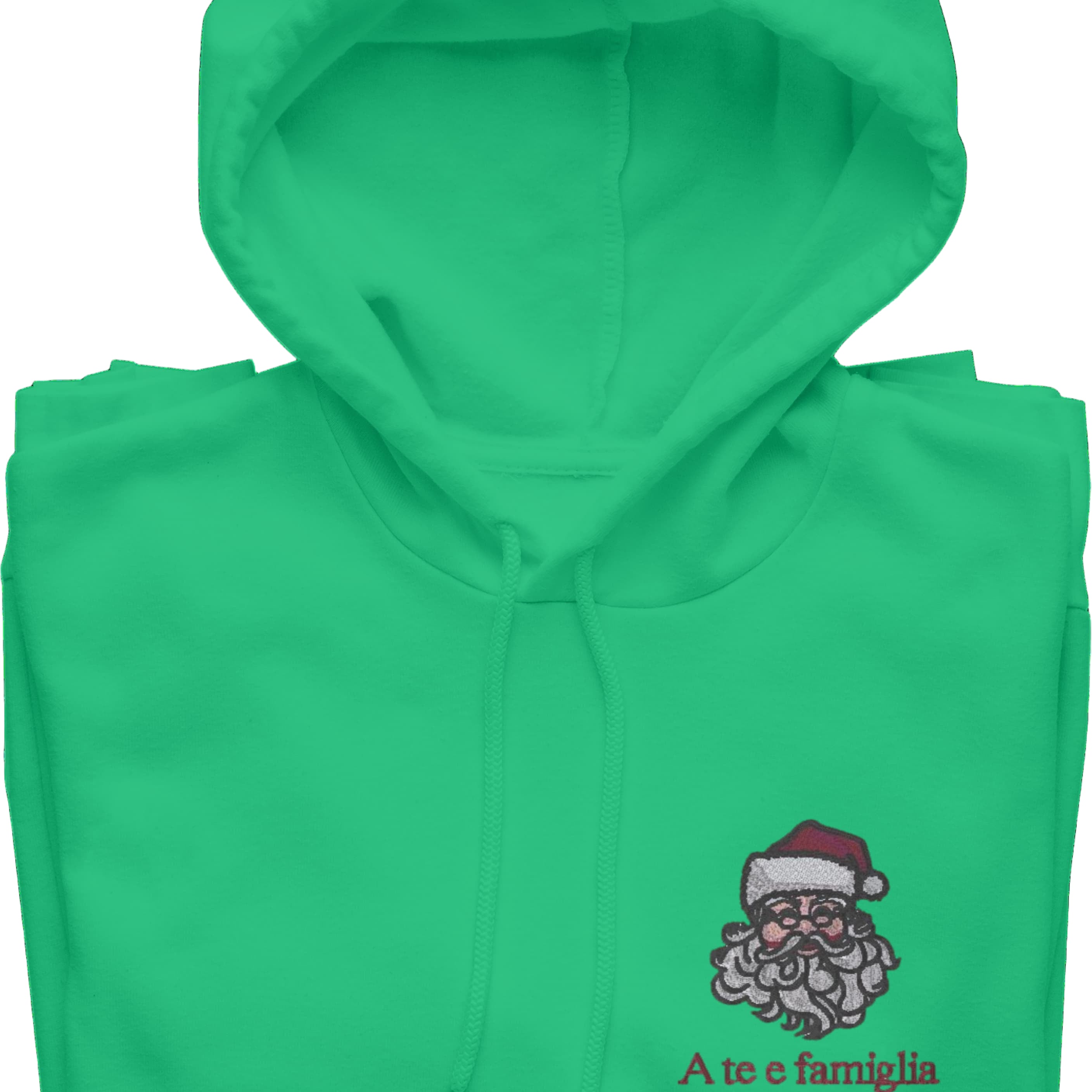 Felpa Ricamata Unisex – Morbida con Cappuccio e Tasca Frontale – Babbo Natale A te e famiglia