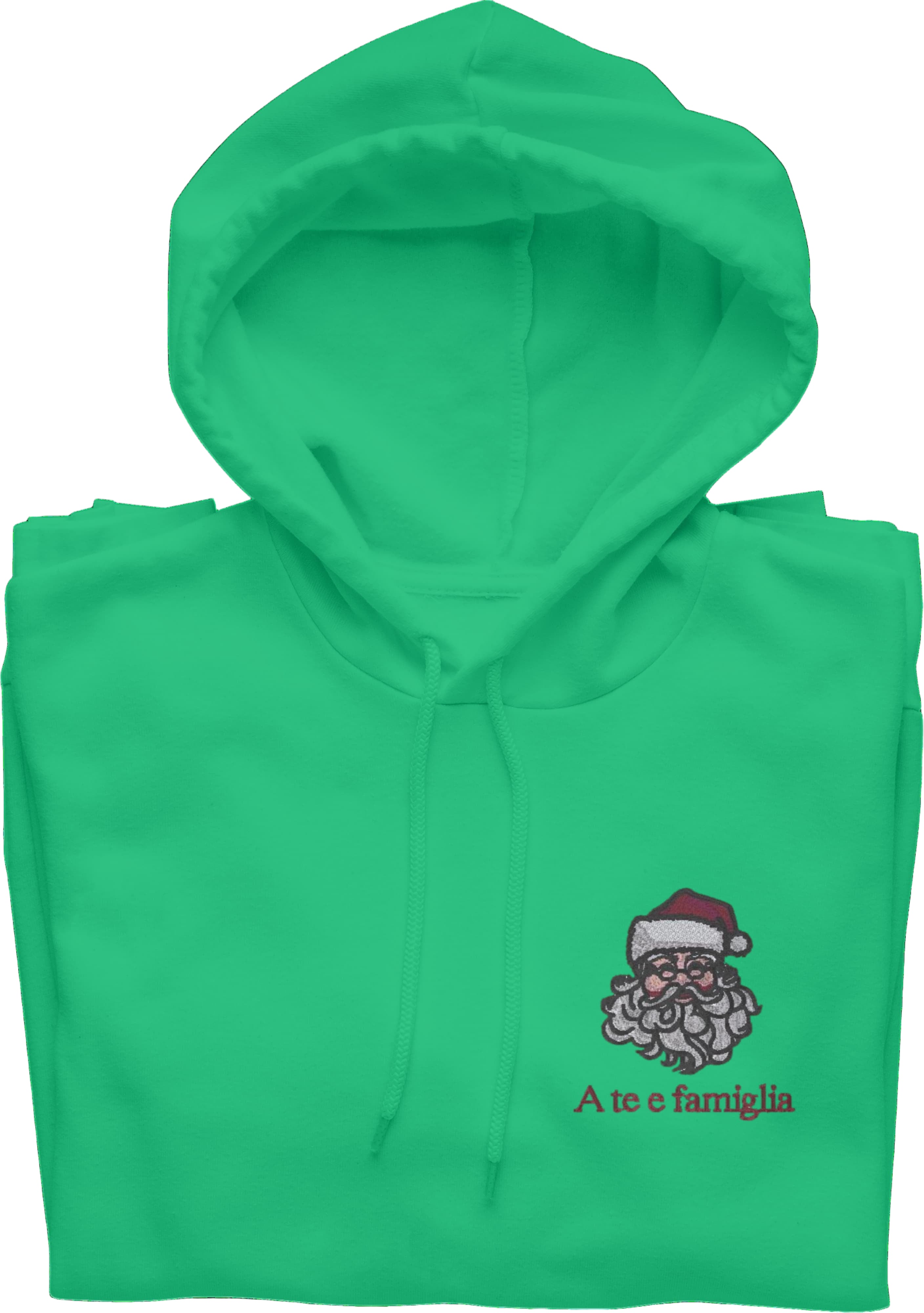 Felpa Ricamata Unisex – Morbida con Cappuccio e Tasca Frontale – Babbo Natale A te e famiglia