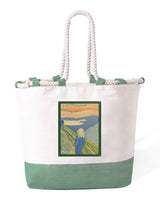 Borsa Mare in Cotone Resistente 280 g/m² – Manici Lunghi Rinforzati 50 cm – Design Ricamato L'urlo