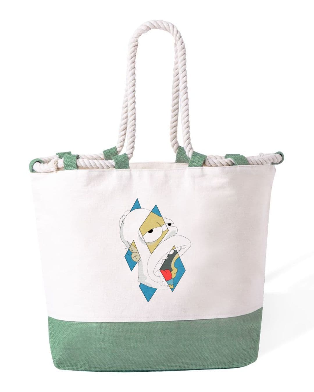 Borsa Mare in Cotone Resistente 280 g/m² – Manici Lunghi Rinforzati 50 cm – Design Ricamato Homer Geometry