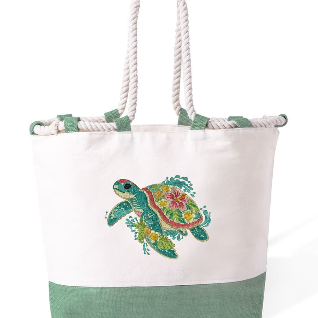 m² – Manici Lunghi Rinforzati 50 cm – Design Ricamato Tartaruga Marina
