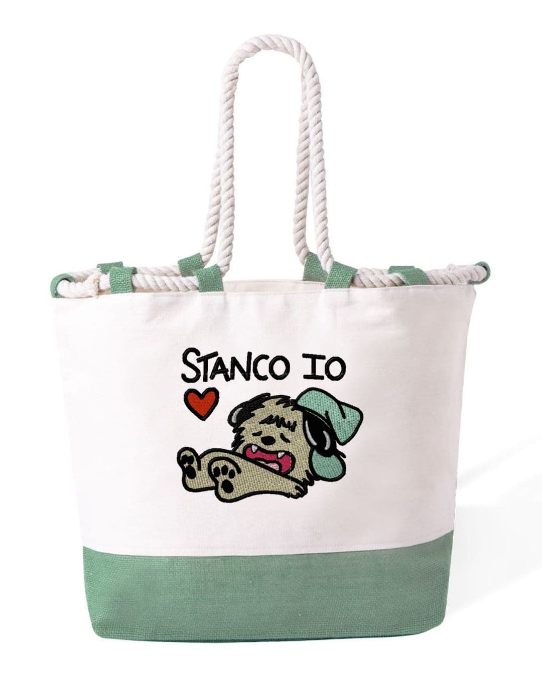 Borsa Mare in Cotone Resistente 280 g/m² – Manici Lunghi Rinforzati 50 cm – Design Ricamato io Stanco