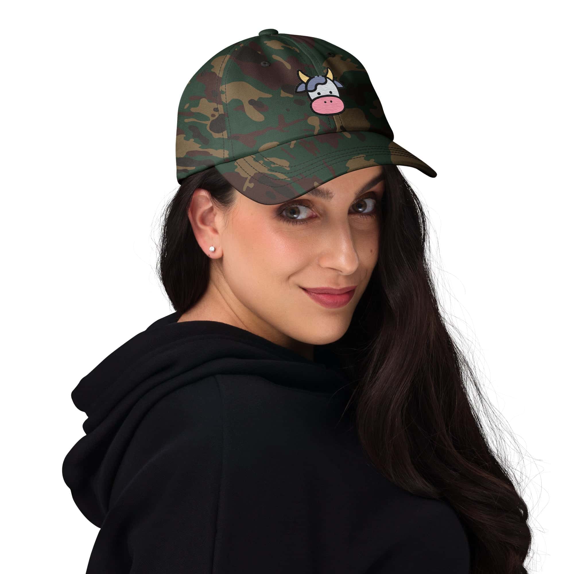 Cappellino Baseball Faccia Mucca-Ricamati-Biiply-Camo Verde-Biiply