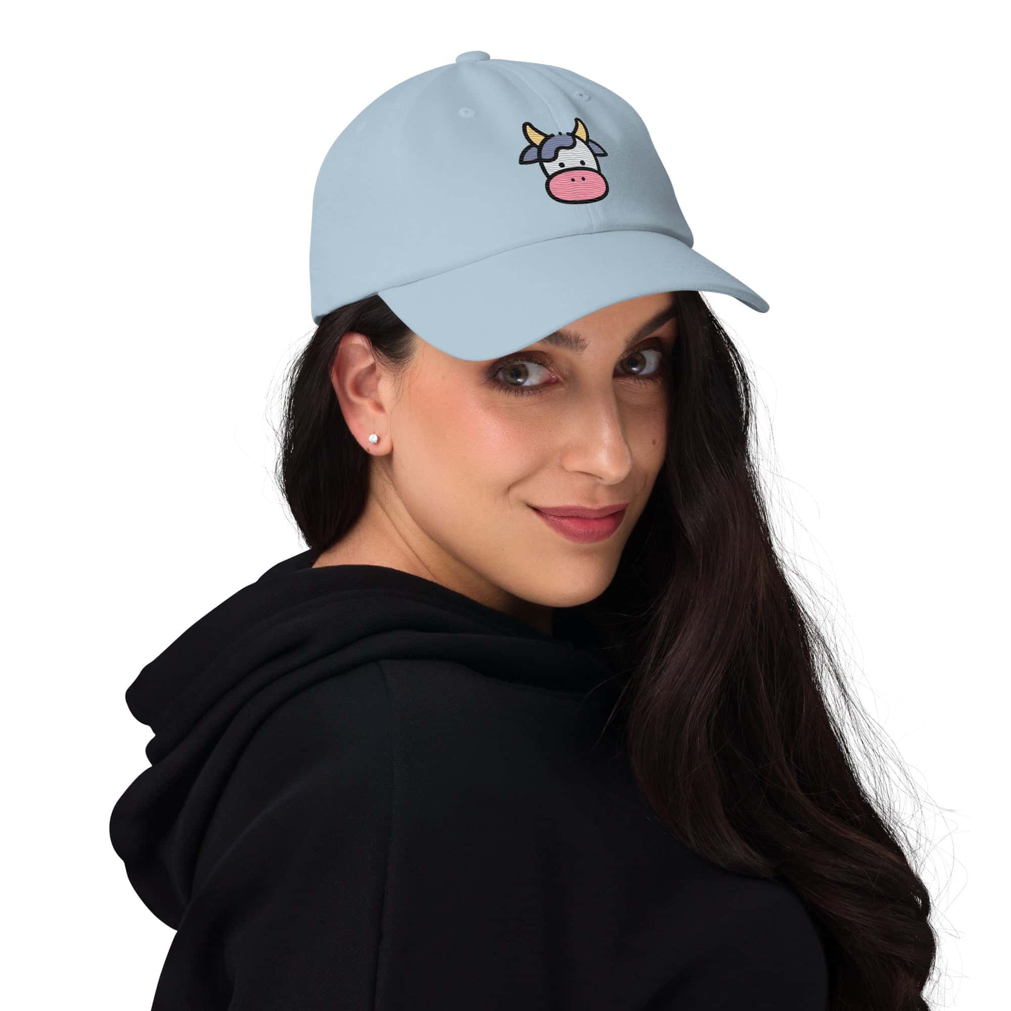 Cappellino Baseball Faccia Mucca-Ricamati-Biiply-Blu Chiaro-Biiply