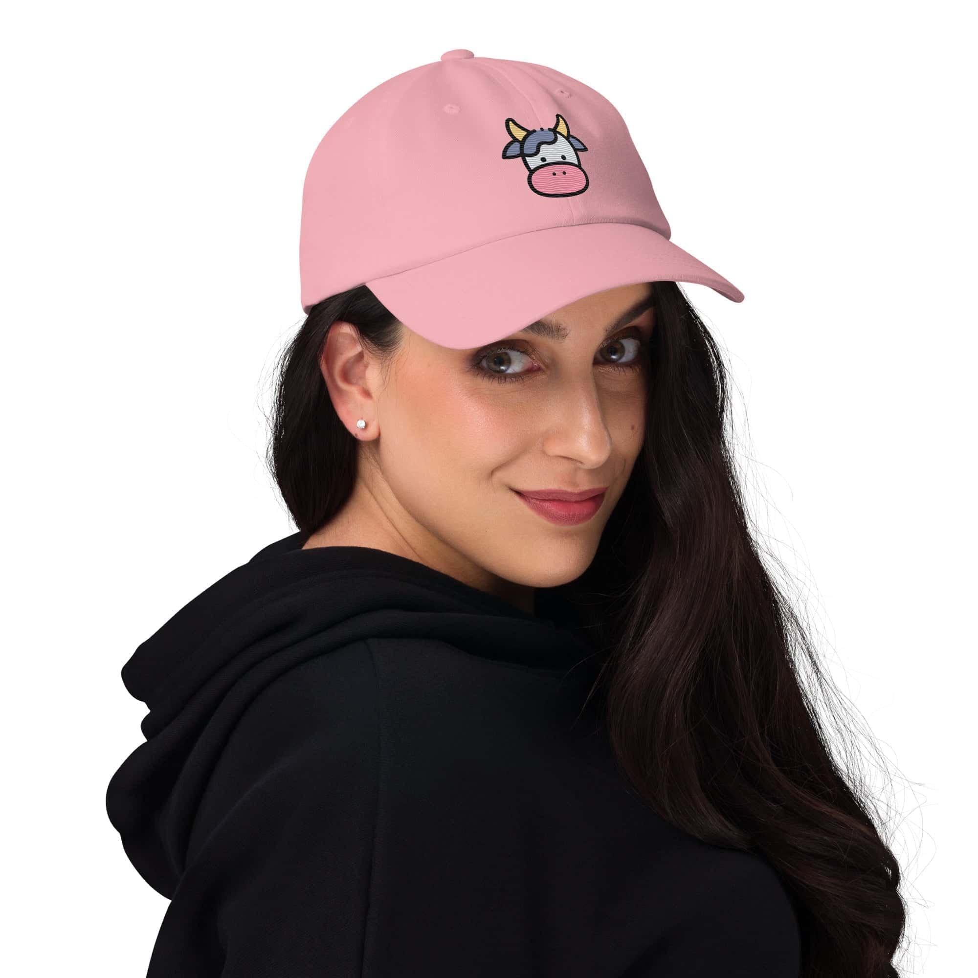 Cappellino Baseball Faccia Mucca-Ricamati-Biiply-Rosa-Biiply