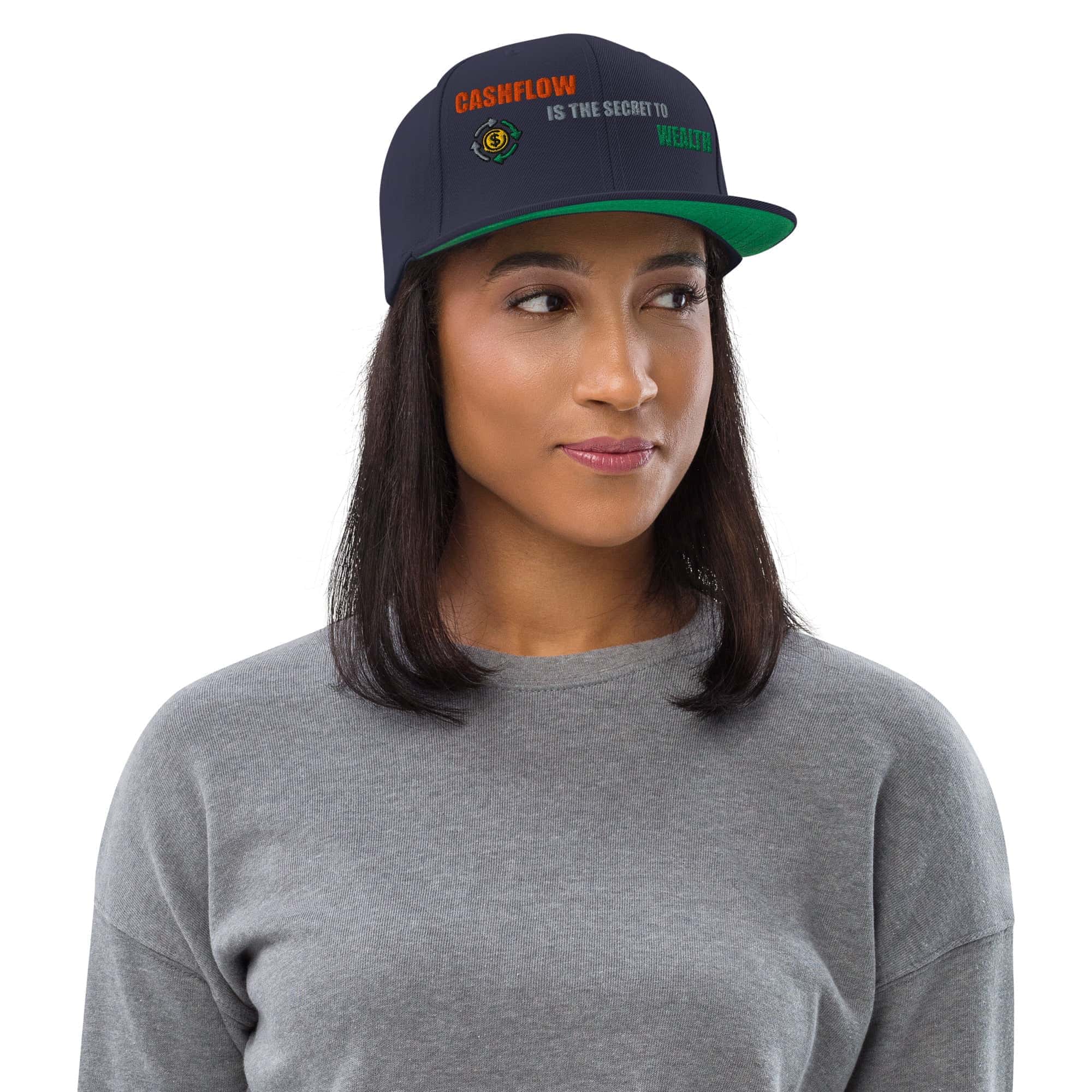 Cappello Visiera Piatta Cashflow secret wealth-Ricamati-Biiply-Navy-Biiply