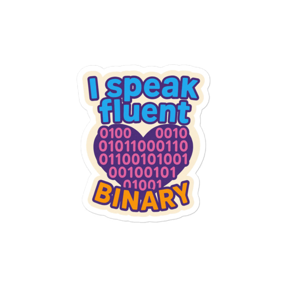 Sticker I Speak Fluent Binary-Sticker-Biiply-4″×4″-Biiply