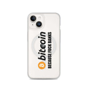 Cover Trasparente MagSafe® iPhone® Bitcoin Fuck Banks-Smartphone-Biiply-iPhone 14-Biiply