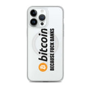 Cover Trasparente MagSafe® iPhone® Bitcoin Fuck Banks-Smartphone-Biiply-iPhone 14 Pro Max-Biiply