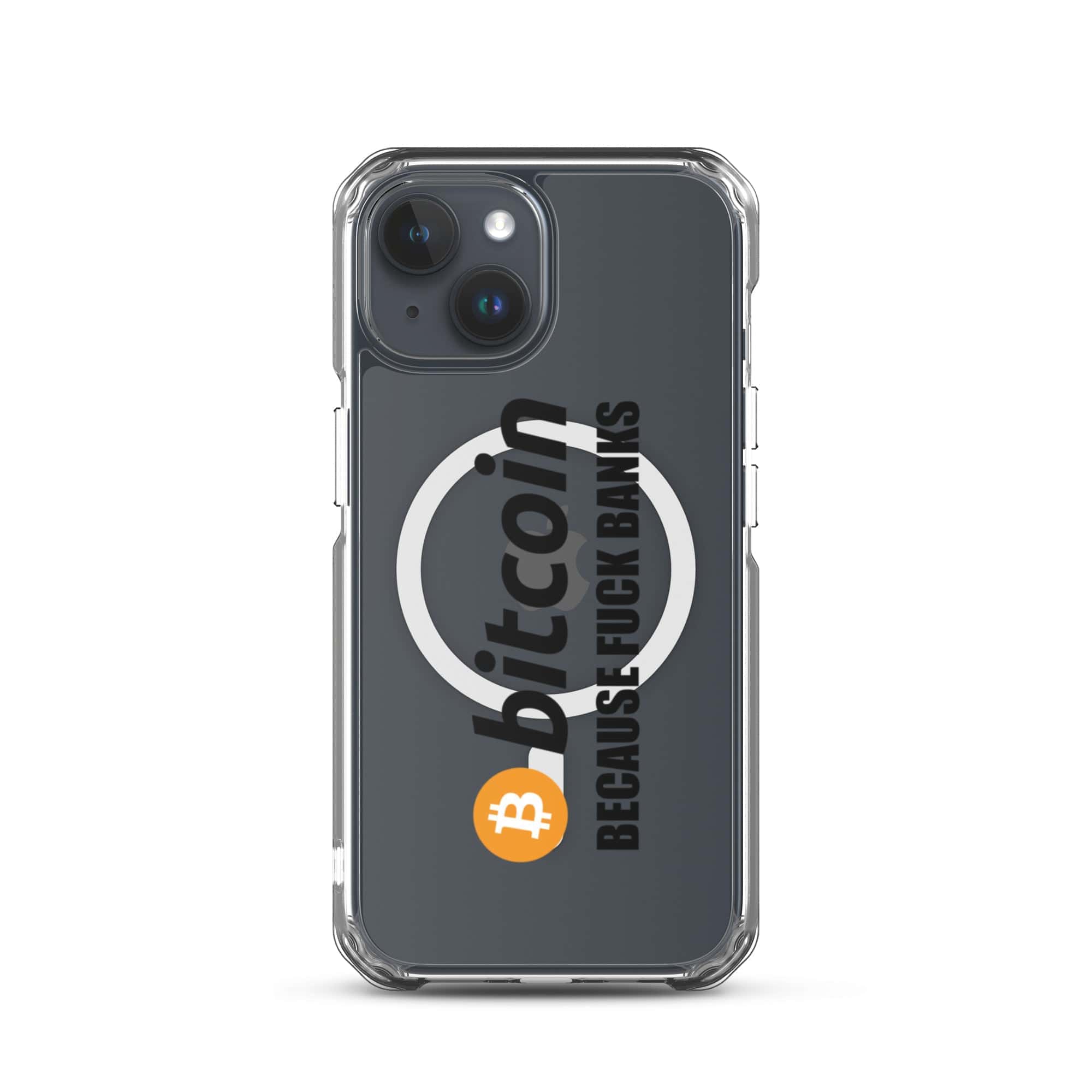 Cover Trasparente MagSafe® iPhone® Bitcoin Fuck Banks-Smartphone-Biiply-iPhone 15-Biiply