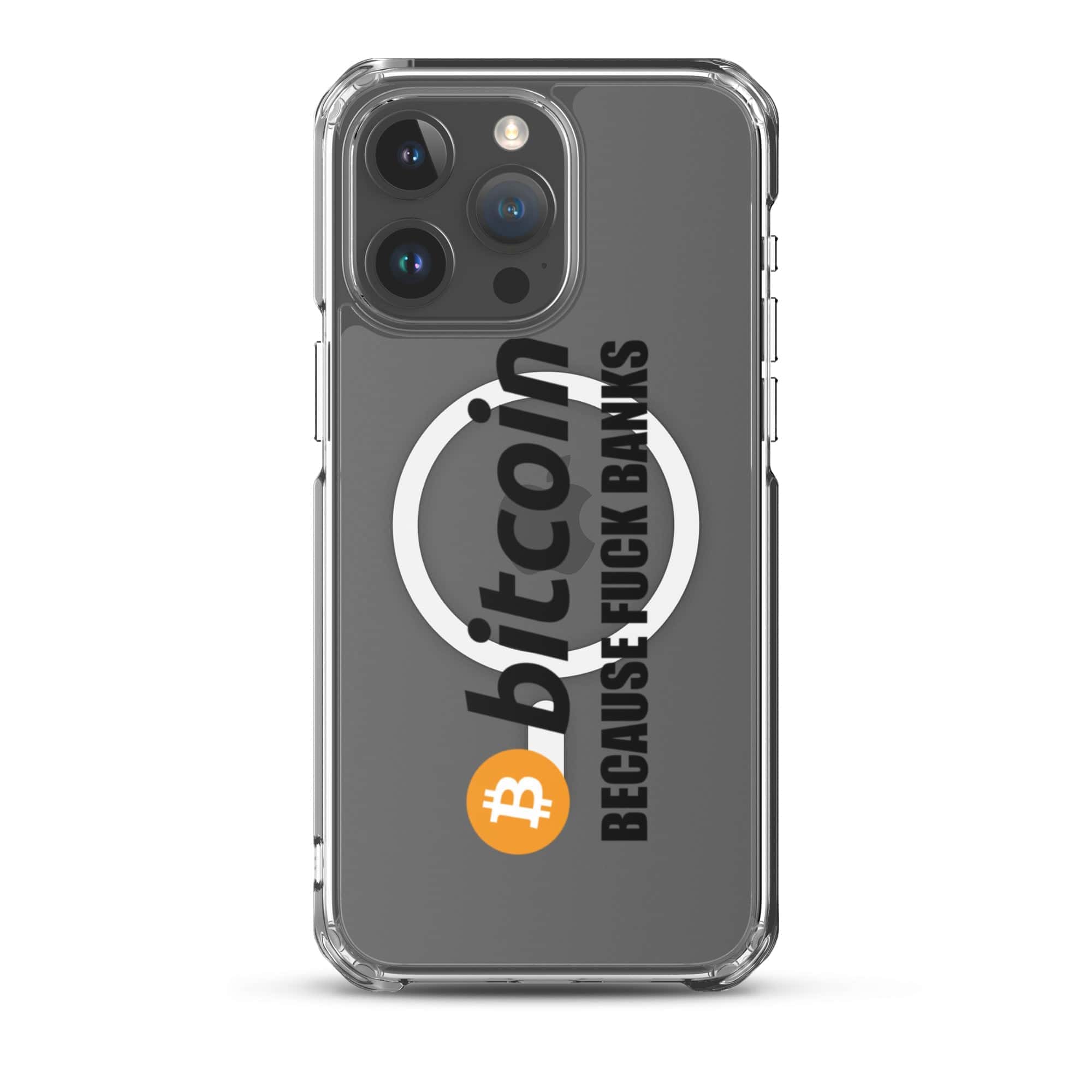 Cover Trasparente MagSafe® iPhone® Bitcoin Fuck Banks-Smartphone-Biiply-iPhone 15 Pro Max-Biiply