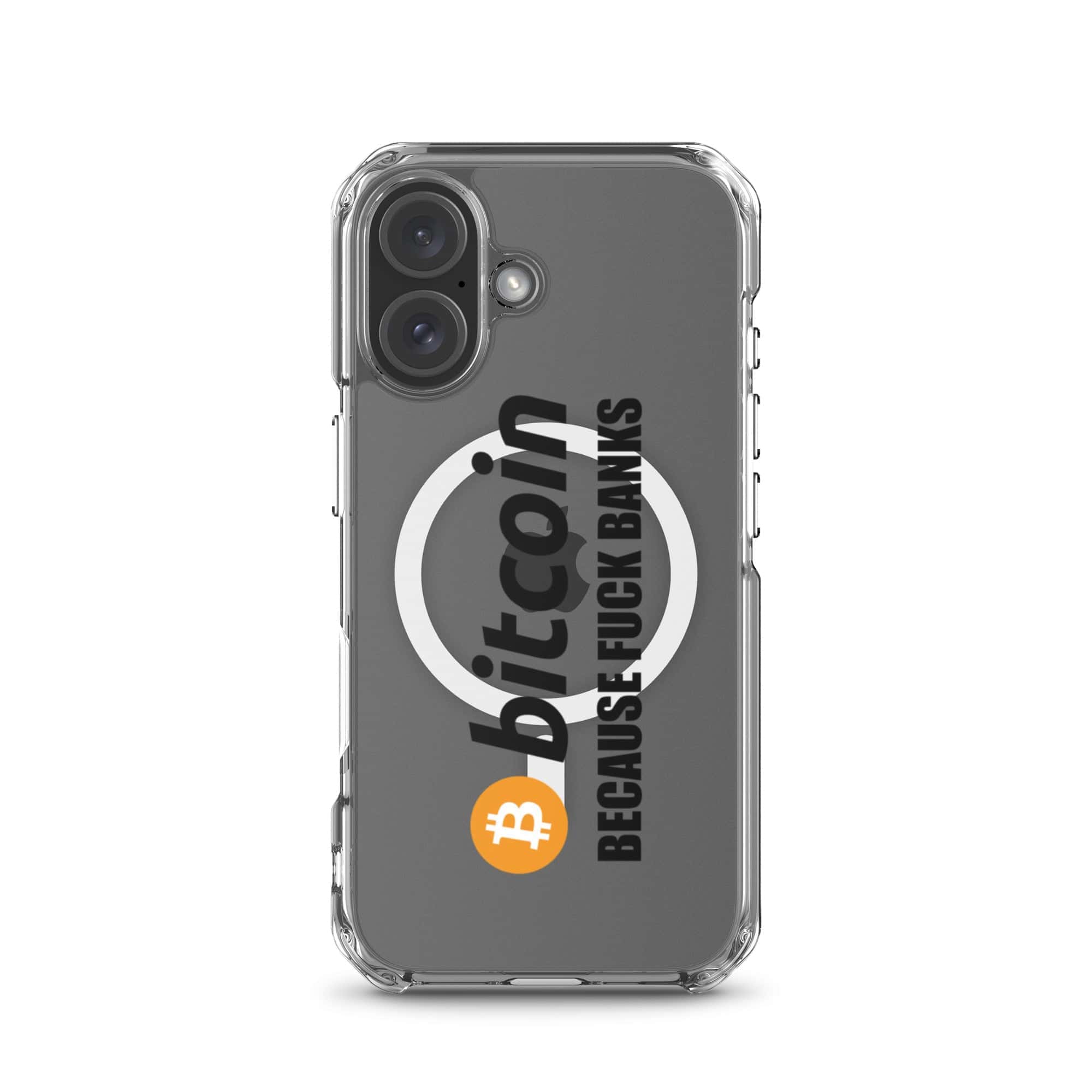 Cover Trasparente MagSafe® iPhone® Bitcoin Fuck Banks-Smartphone-Biiply-iPhone 16-Biiply