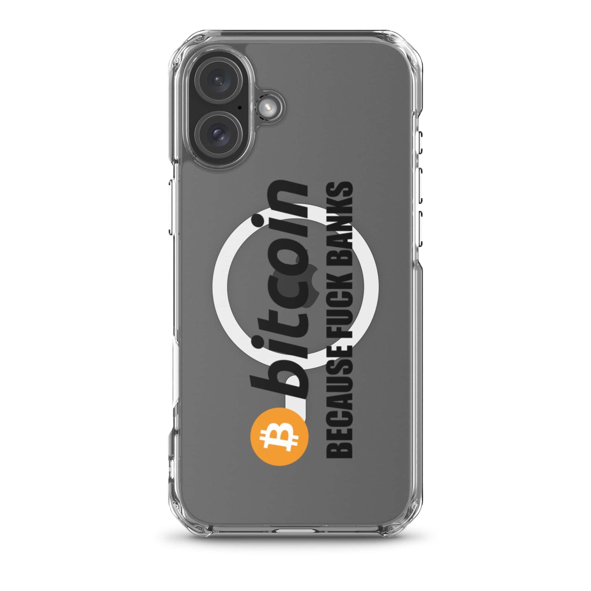 Cover Trasparente MagSafe® iPhone® Bitcoin Fuck Banks-Smartphone-Biiply-iPhone 16 Plus-Biiply