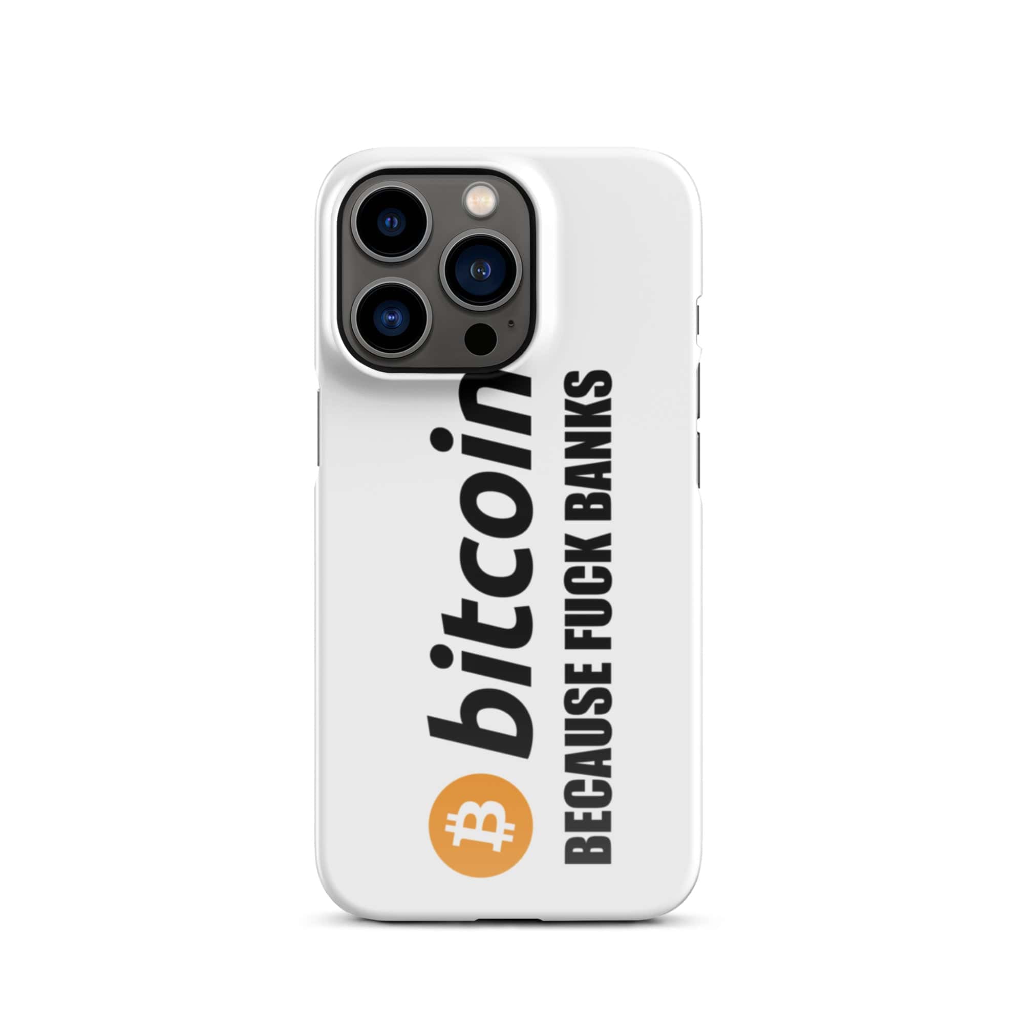 Cover Bianca iPhone® Bitcoin Fuck Banks-Smartphone-Biiply-Glossy-iPhone 13 Pro-Biiply