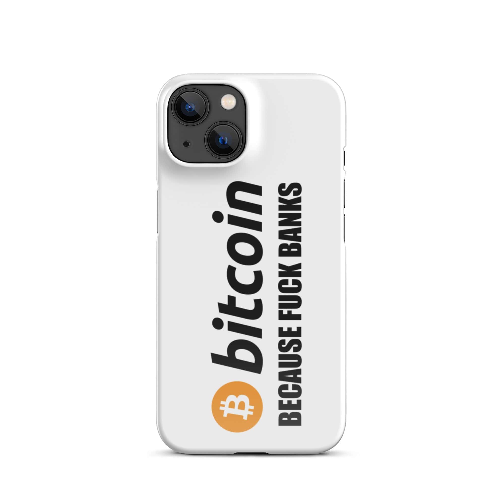 Cover Bianca iPhone® Bitcoin Fuck Banks-Smartphone-Biiply-Glossy-iPhone 14-Biiply