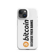 Cover Bianca iPhone® Bitcoin Fuck Banks-Smartphone-Biiply-Glossy-iPhone 15-Biiply