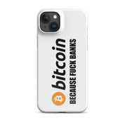 Cover Bianca iPhone® Bitcoin Fuck Banks-Smartphone-Biiply-Glossy-iPhone 15 Plus-Biiply
