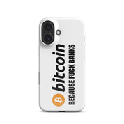 Cover Bianca iPhone® Bitcoin Fuck Banks-Smartphone-Biiply-Glossy-iPhone 16-Biiply