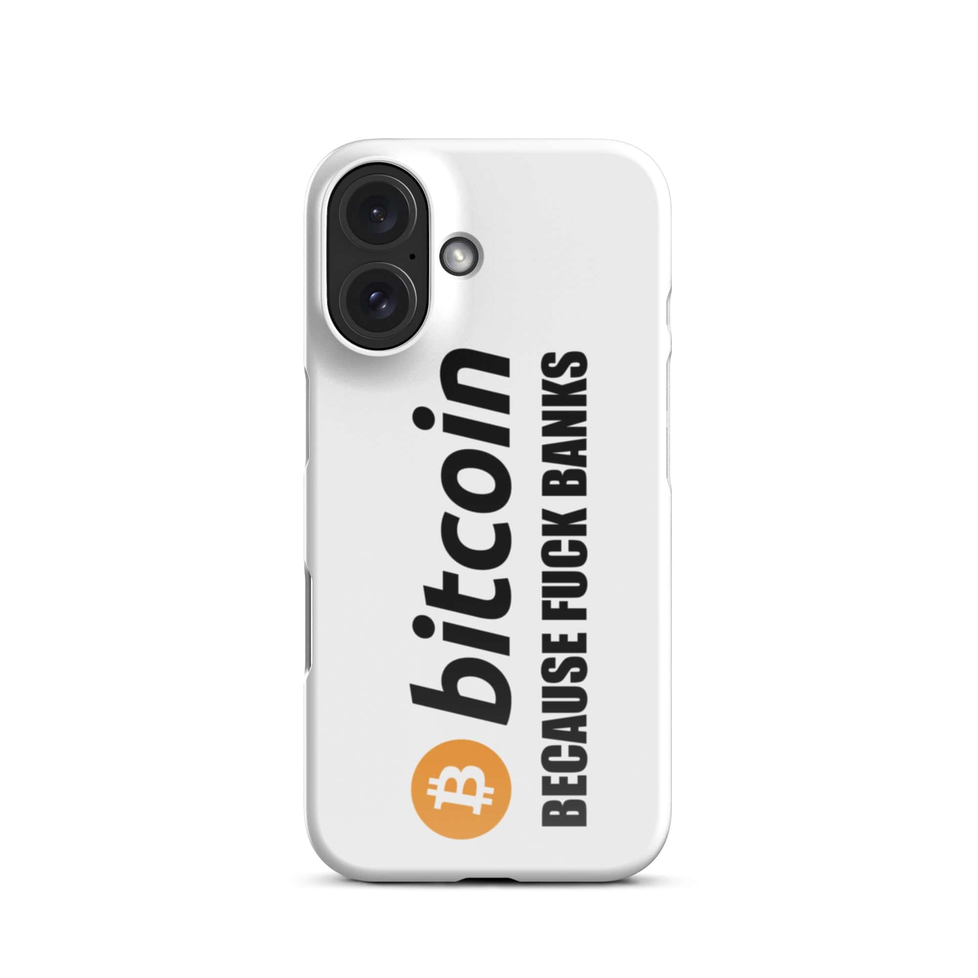 Cover Bianca iPhone® Bitcoin Fuck Banks-Smartphone-Biiply-Glossy-iPhone 16-Biiply