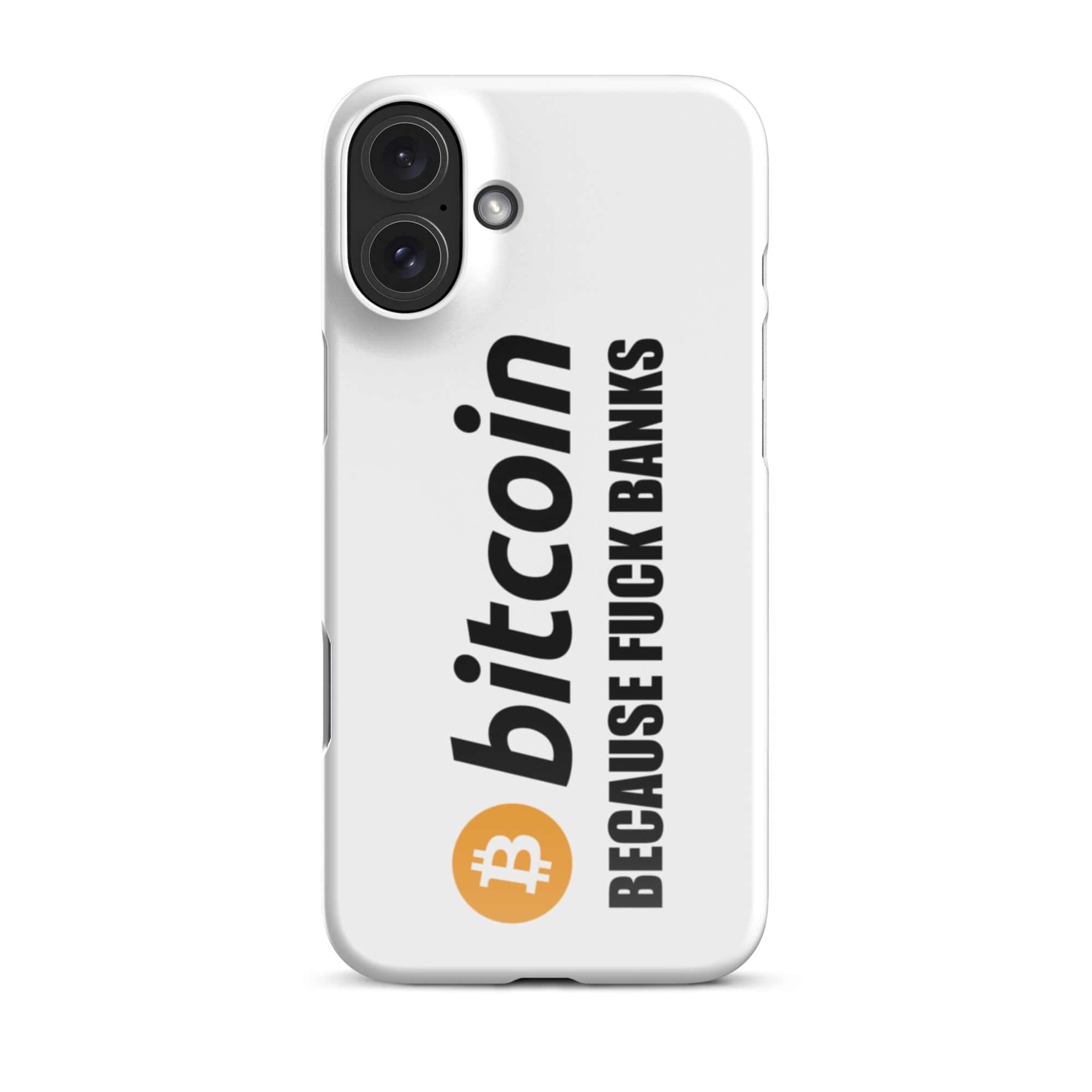 Cover Bianca iPhone® Bitcoin Fuck Banks-Smartphone-Biiply-Glossy-iPhone 16 Plus-Biiply
