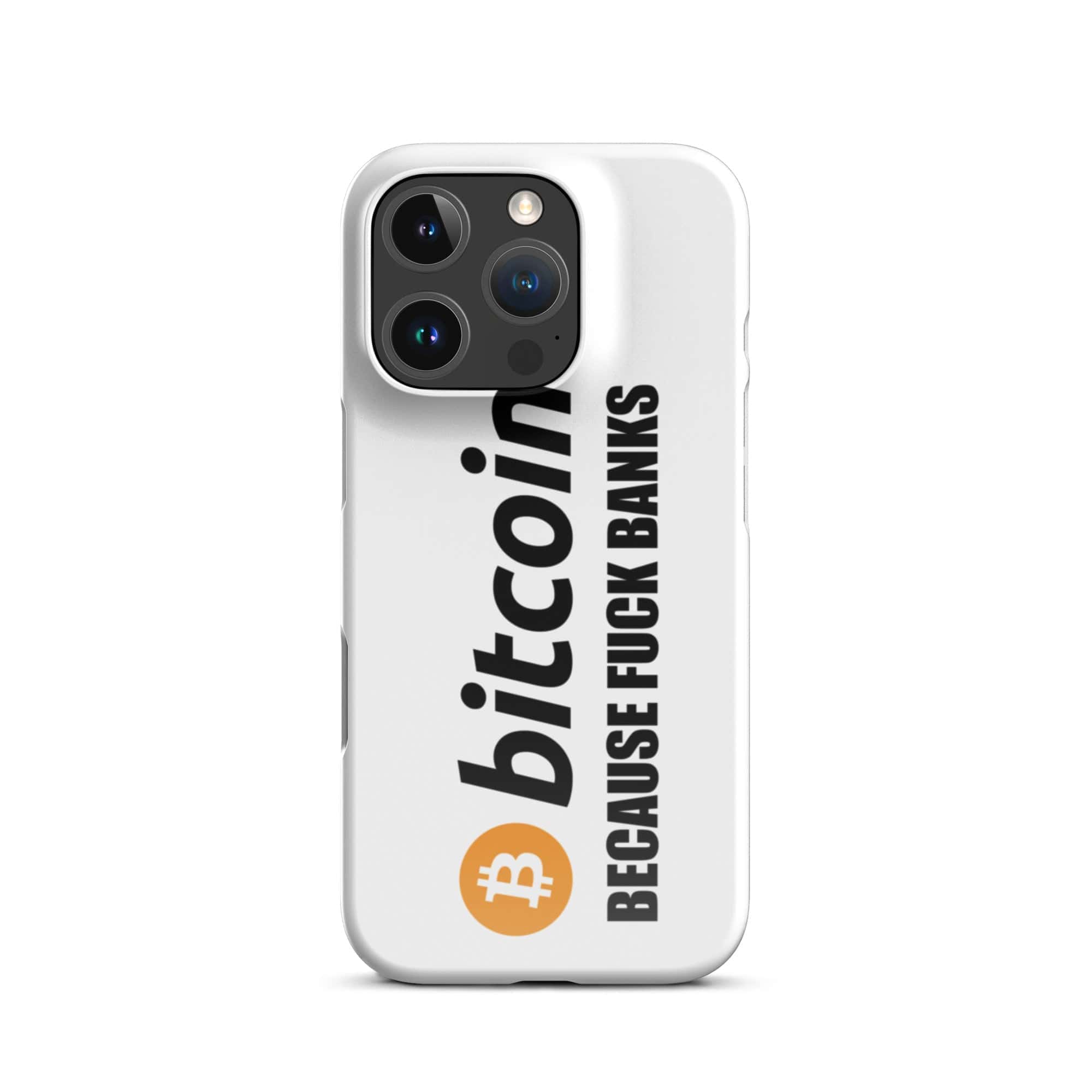 Cover Bianca iPhone® Bitcoin Fuck Banks-Smartphone-Biiply-Glossy-iPhone 16 Pro-Biiply