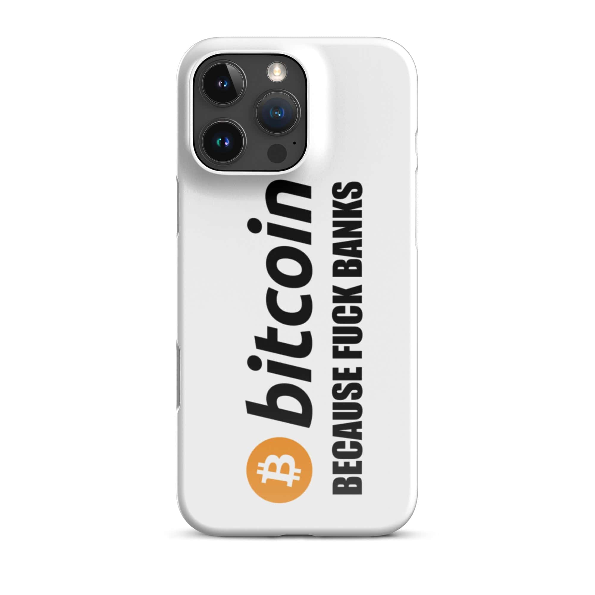 Cover Bianca iPhone® Bitcoin Fuck Banks-Smartphone-Biiply-Glossy-iPhone 16 Pro Max-Biiply
