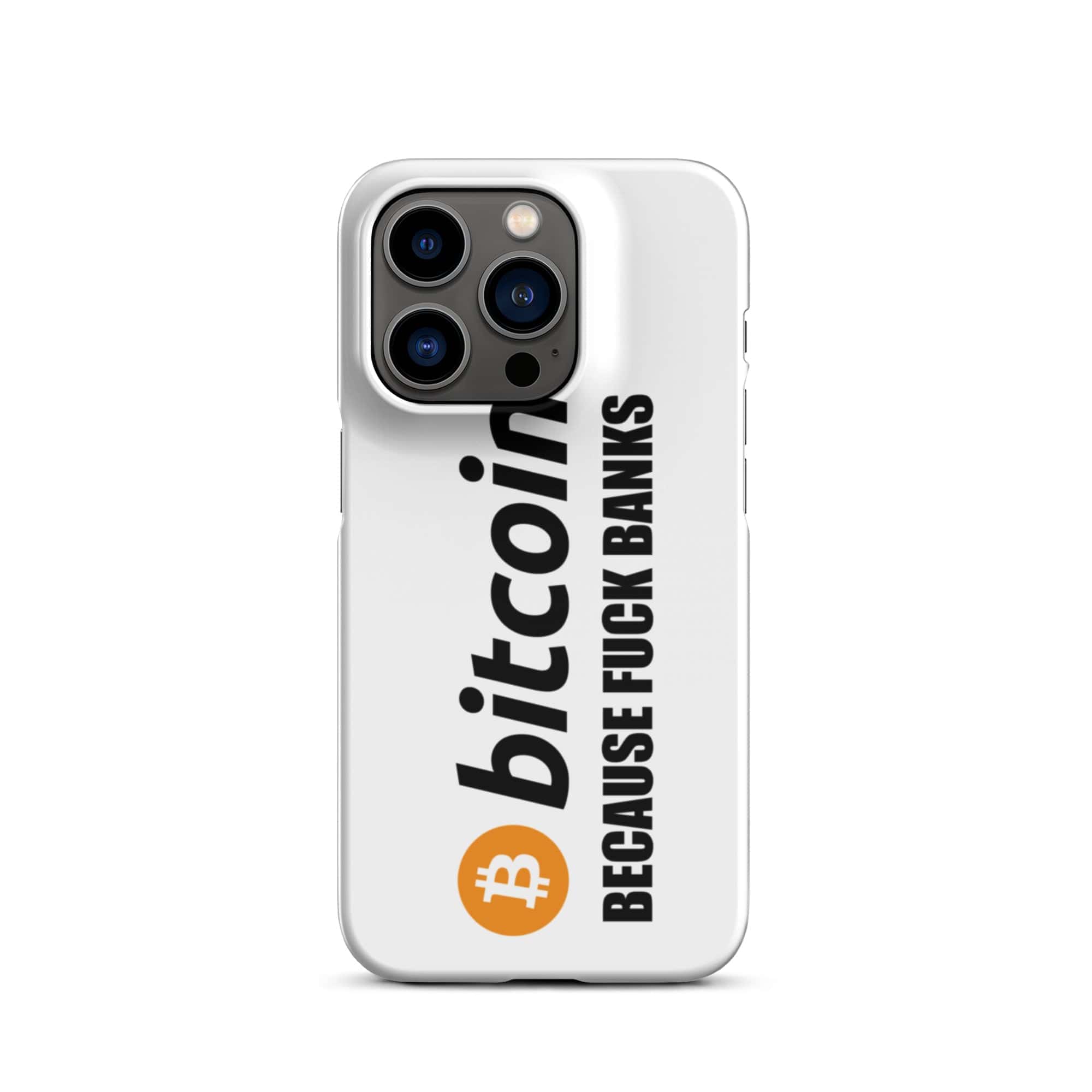 Cover Bianca iPhone® Bitcoin Fuck Banks-Smartphone-Biiply-Matte-iPhone 14 Pro-Biiply