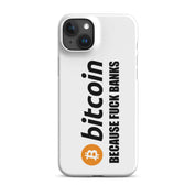Cover Bianca iPhone® Bitcoin Fuck Banks-Smartphone-Biiply-Matte-iPhone 15 Plus-Biiply