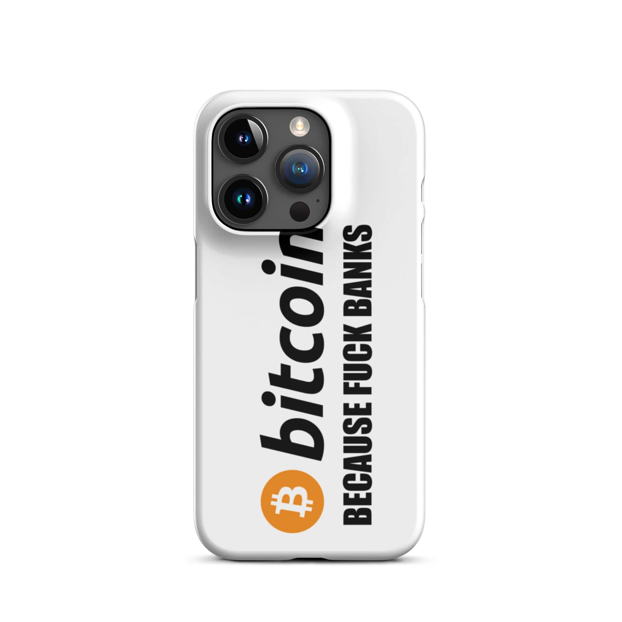 Cover Bianca iPhone® Bitcoin Fuck Banks-Smartphone-Biiply-Matte-iPhone 15 Pro-Biiply