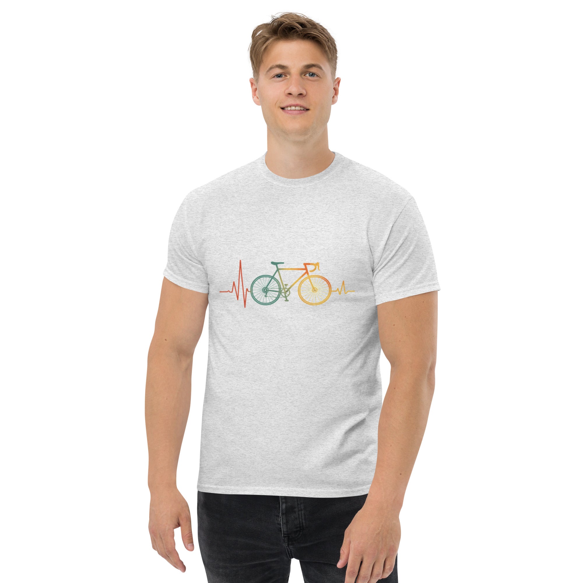T-shirt Unisex Battito con Bici grossa-DTG-Biiply-Cenere-S-Biiply