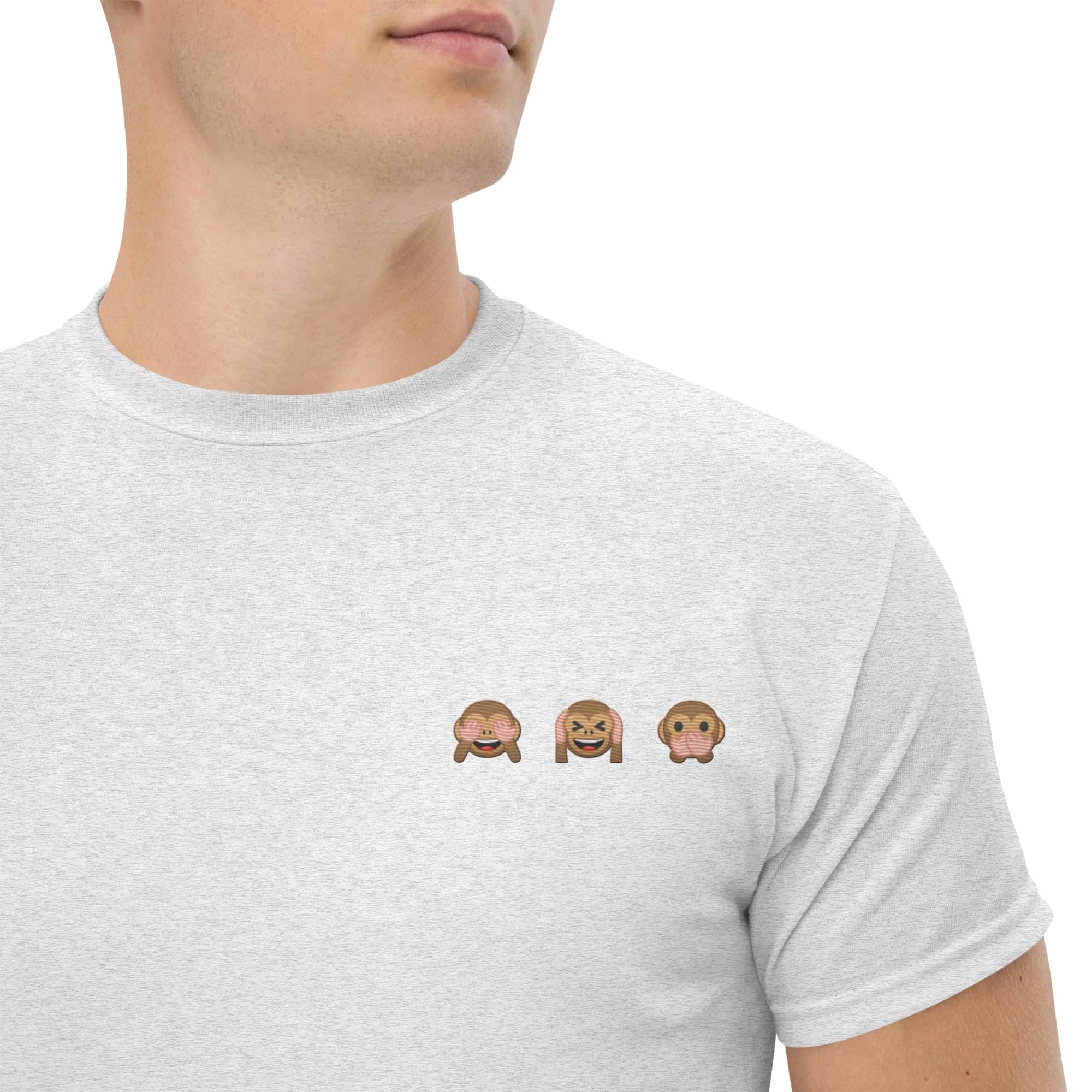 T-shirt Unisex emoji scimmiette-Ricamati-Biiply-Cenere-S-Biiply