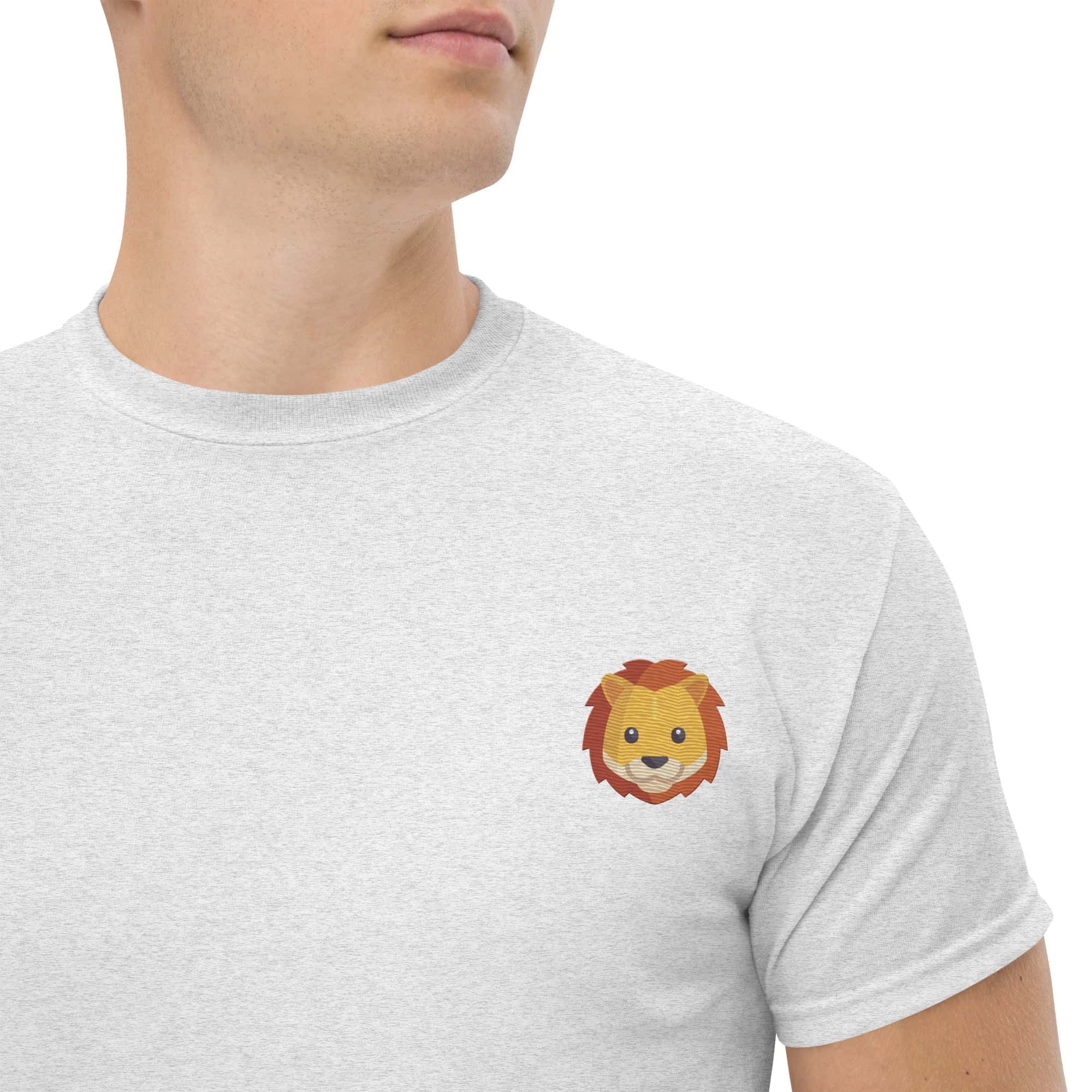 T-shirt Unisex Leone-Ricamati-Biiply-Cenere-S-Biiply