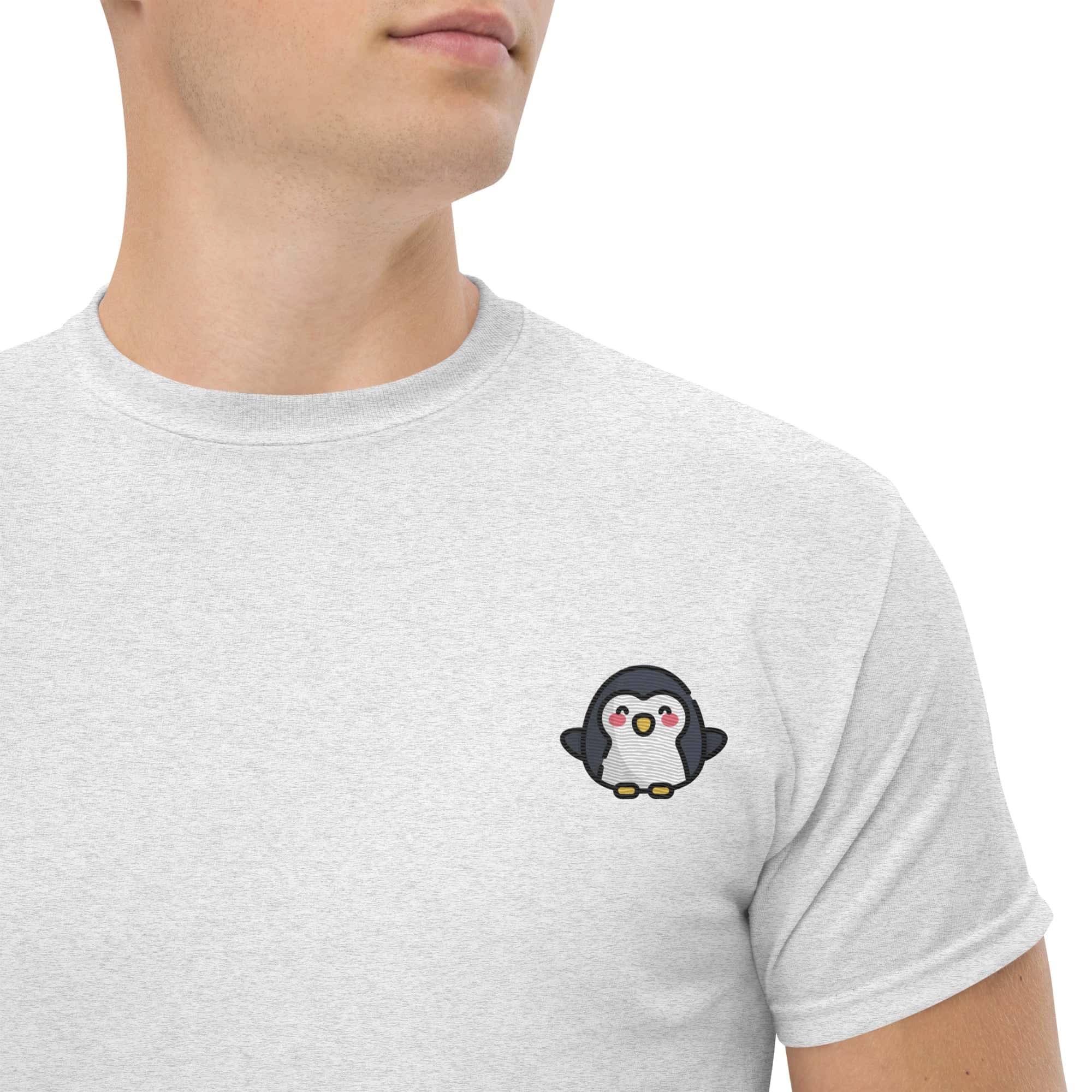 T-shirt Unisex Pinguino-Ricamati-Biiply-Cenere-S-Biiply
