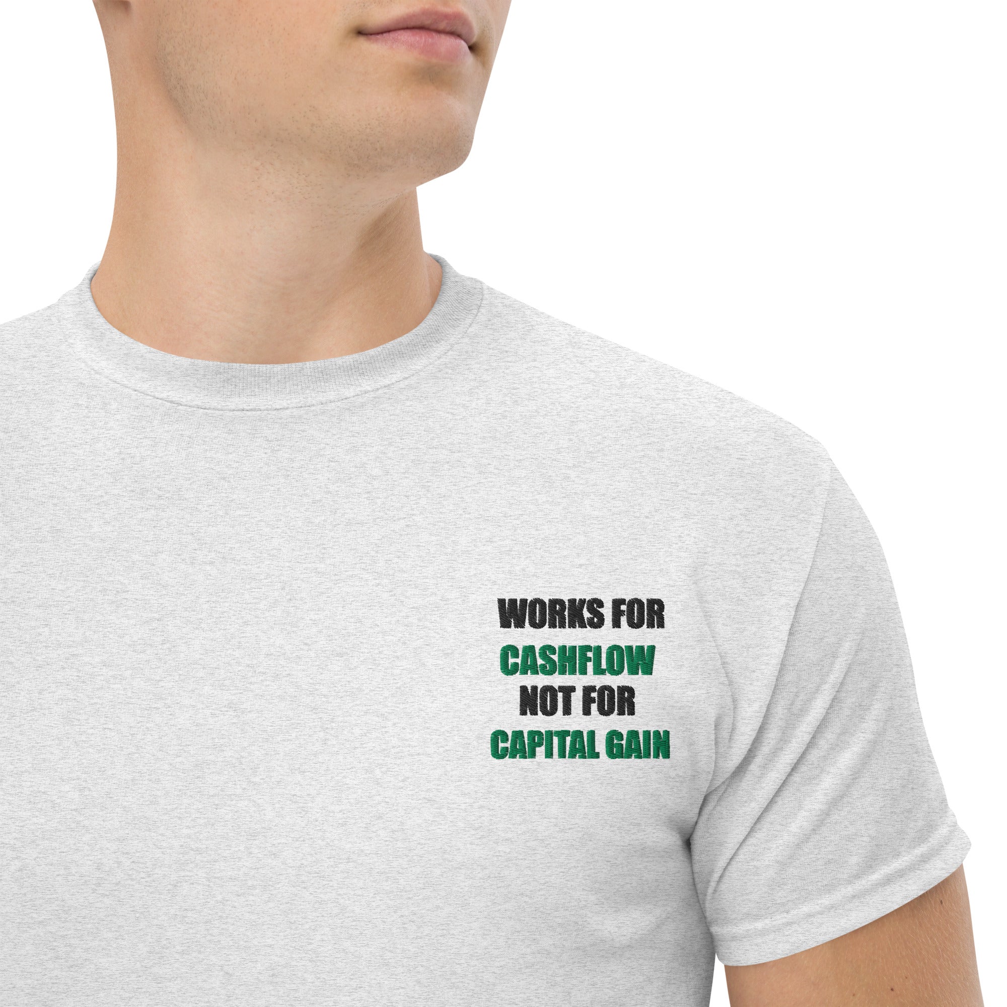 T-shirt Unisex Works Cashflow not Capitalgain-Ricamati-Biiply-Cenere-S-Biiply