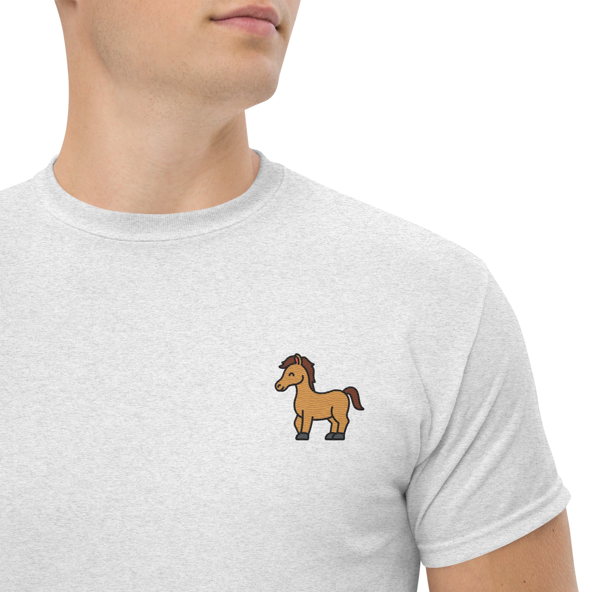 T-shirt Unisex Cavallo-Ricamati-Biiply-Cenere-S-Biiply