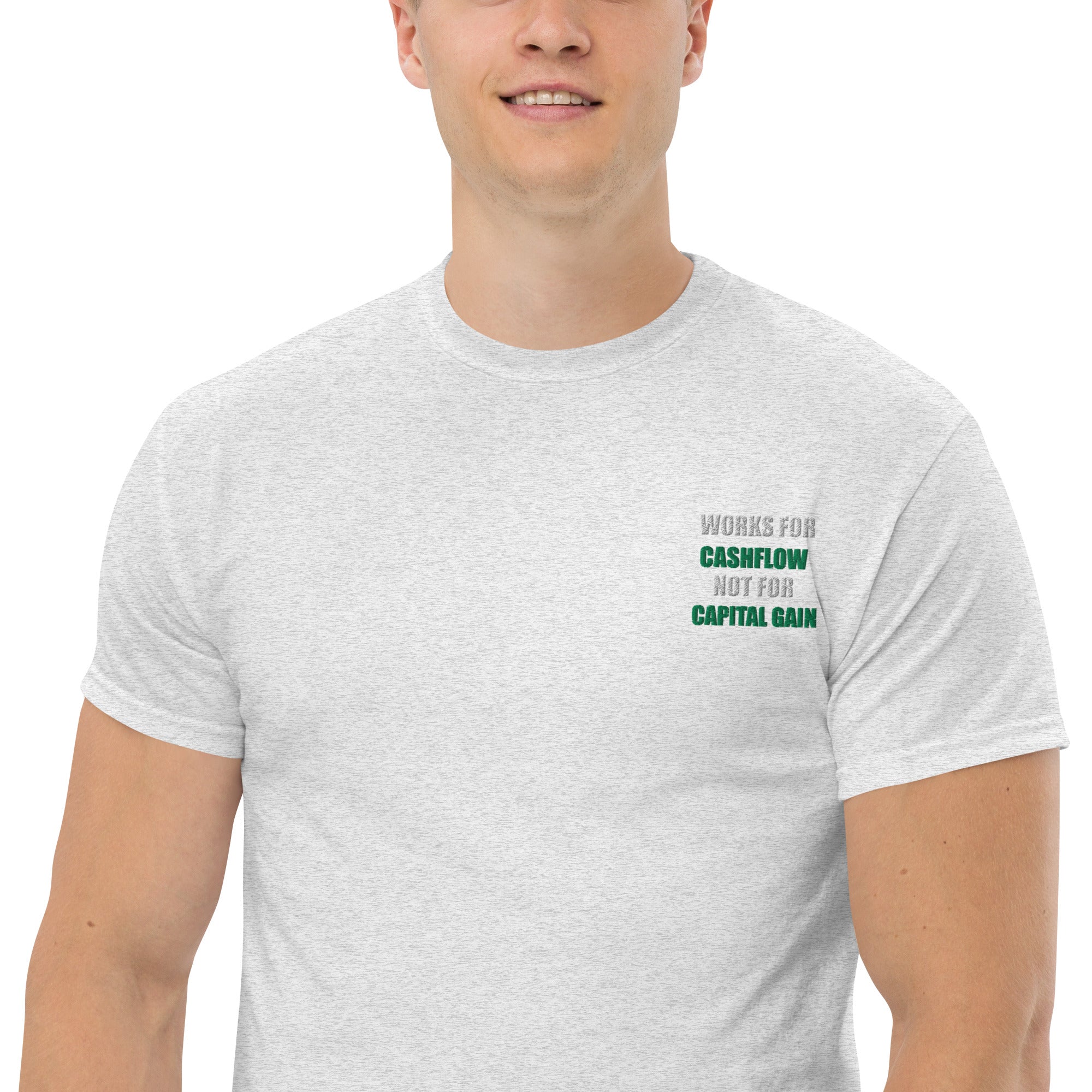 T-shirt Unisex Works Cashflow not Capitalgain White logo-Ricamati-Biiply-Biiply