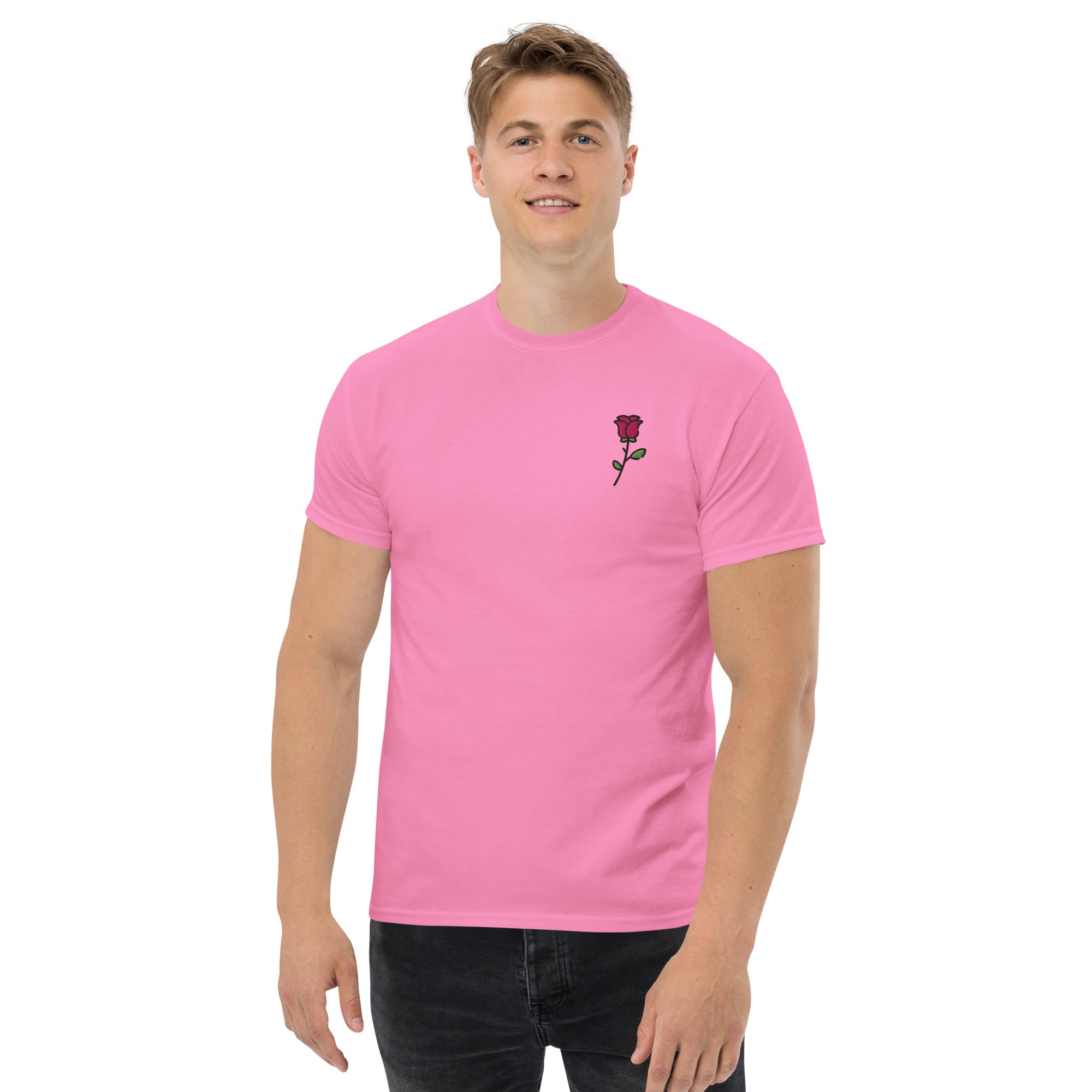 T-shirt Unisex Rosa con Gambo-Ricamati-Biiply-Biiply