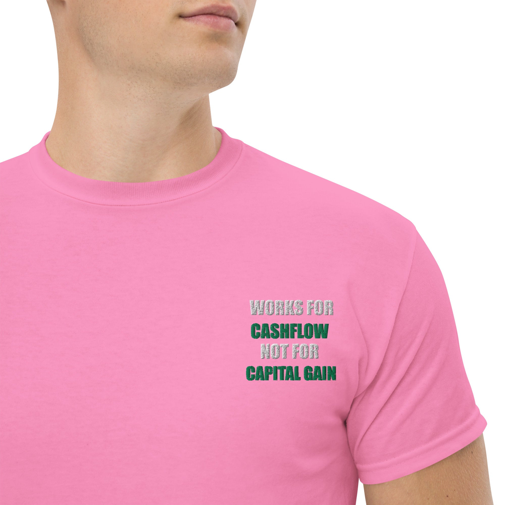 T-shirt Unisex Works Cashflow not Capitalgain White logo-Ricamati-Biiply-Azalea-S-Biiply