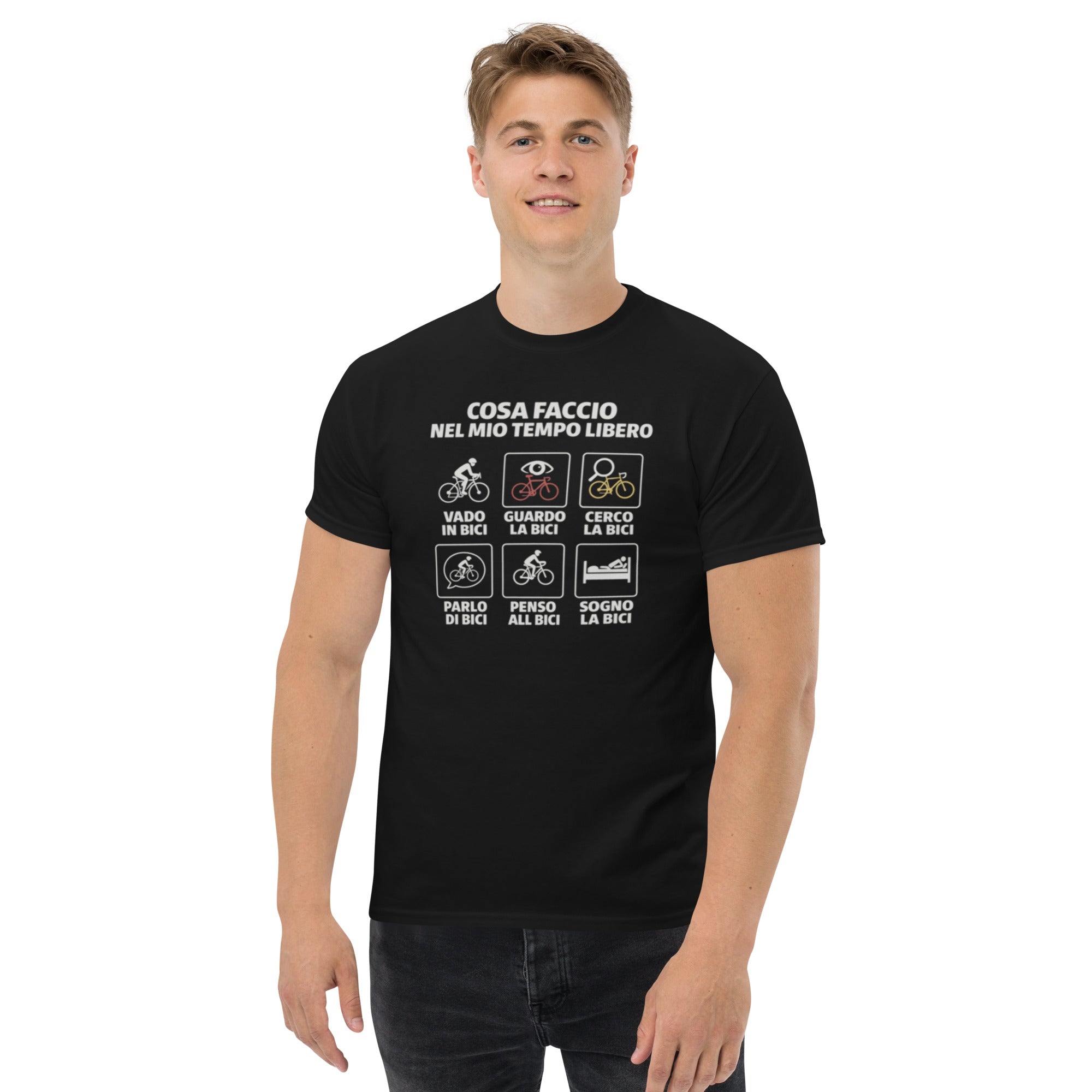 T-shirt Unisex Cosa faccio nel mio tempo libero-DTG-Biiply-Nero-S-Biiply