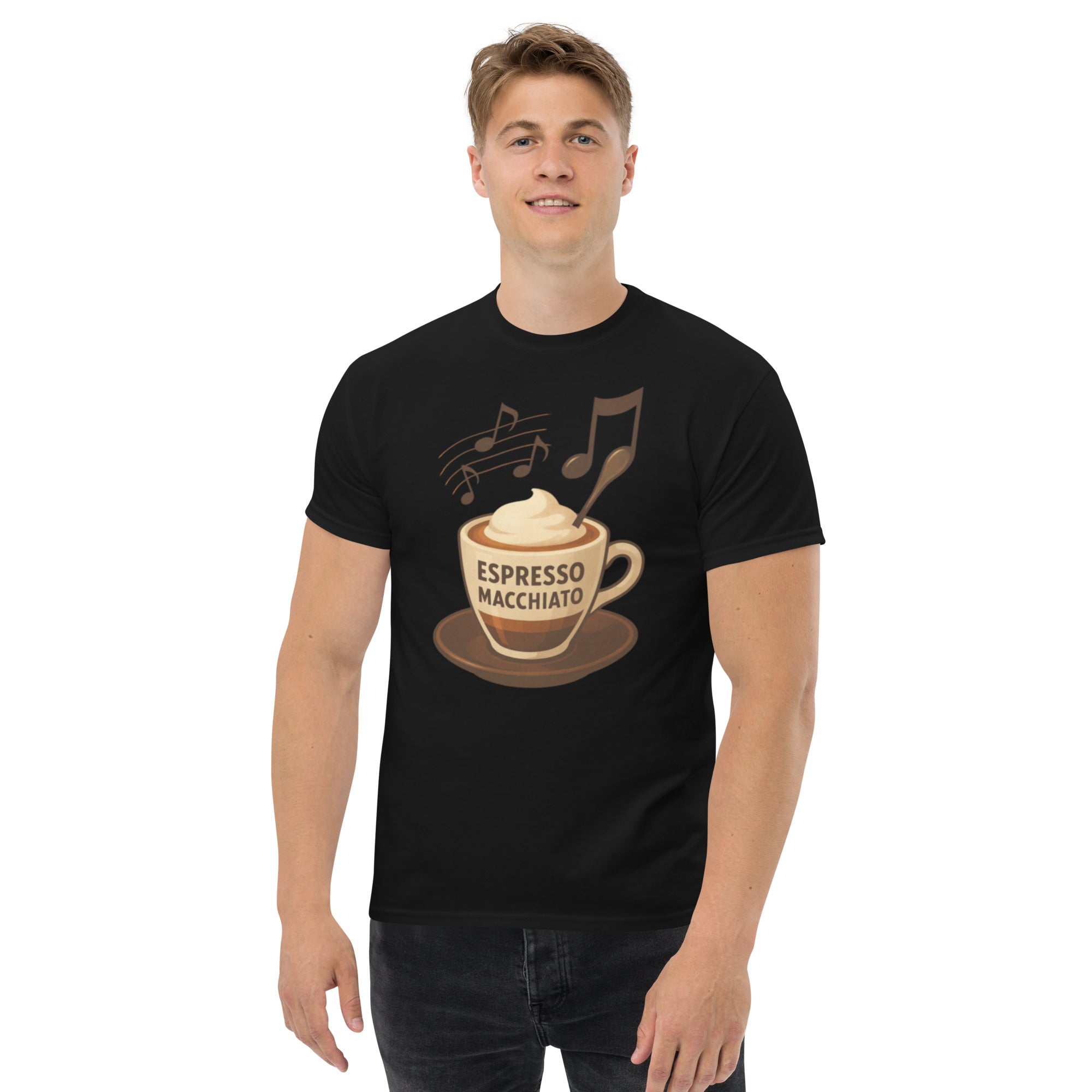 T-shirt Unisex Espresso Macchiato-DTG-Biiply-Nero-S-Biiply
